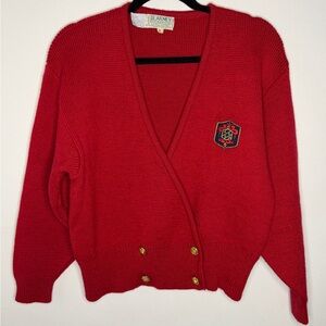 Vintage Made in Ireland Wool Red Women's Cardigan Sweater